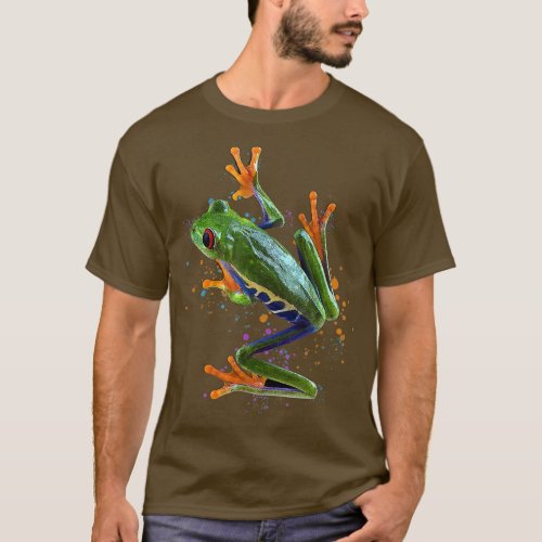 Red Eyed Tree Frog Watercolor Frog Keeper Frog Fan T_Shirt