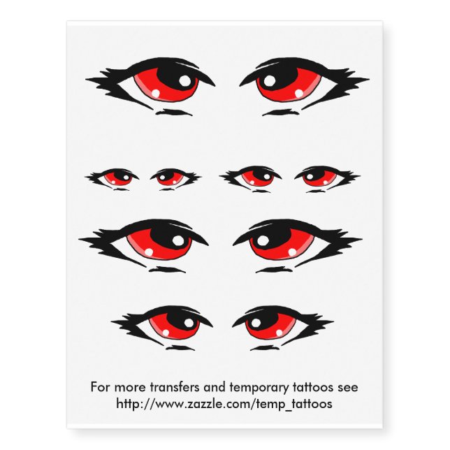 Red eyes design transfers and temporary tattoos (Front)
