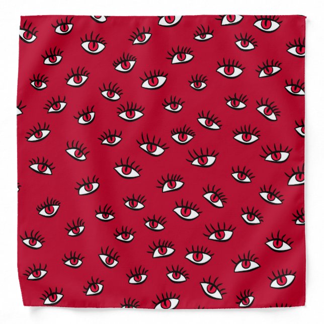 Red Eyes Pattern - Horror Gothic Aesthetic Bandana (Front)