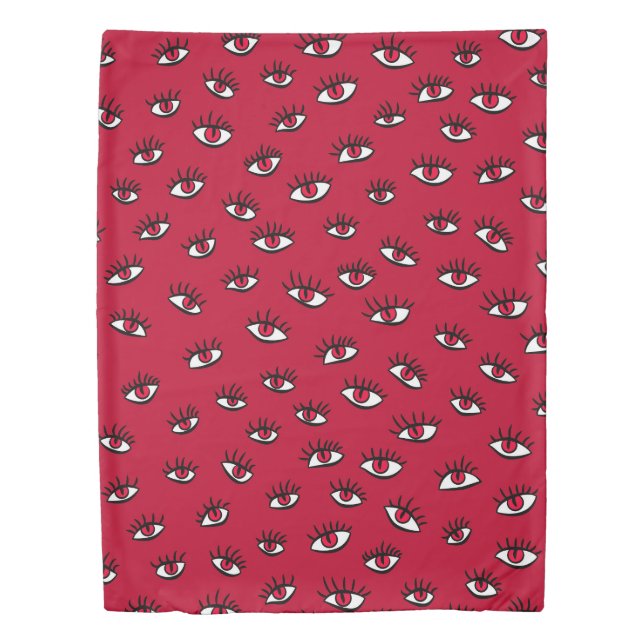 Red Eyes Pattern - Horror Gothic Aesthetic Duvet Cover (Front)
