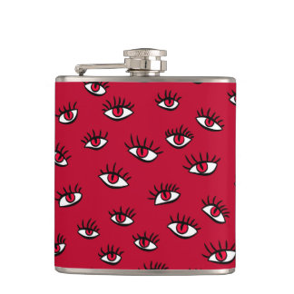 Red Eyes Pattern - Horror Gothic Aesthetic Flask