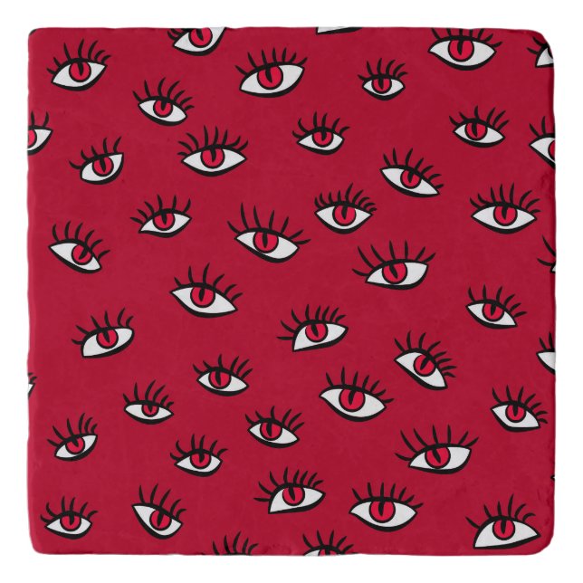 Red Eyes Pattern - Horror Gothic Aesthetic Trivet (Front)