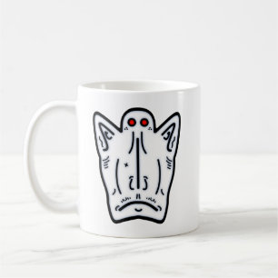 Red eyes pointy ears vampire-like creature coffee mug