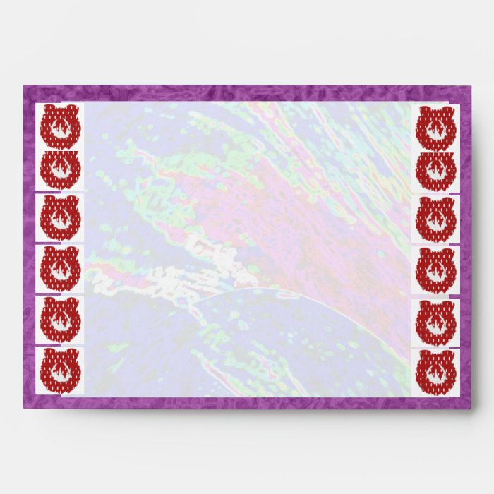 Red Fabric Dot Wreath   Silk Sparkle Border Envelope