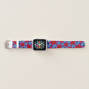 Red Fabrics Flowers Pattern Apple Watch Band