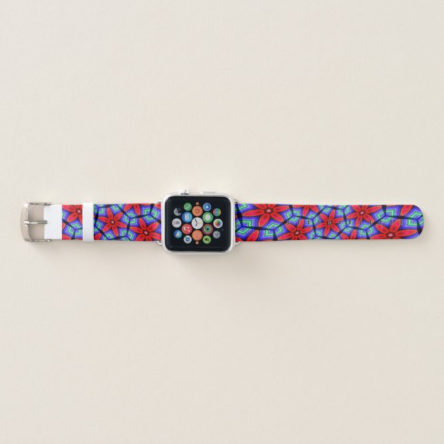 Red Fabrics Flowers Pattern Apple Watch Band (Front)