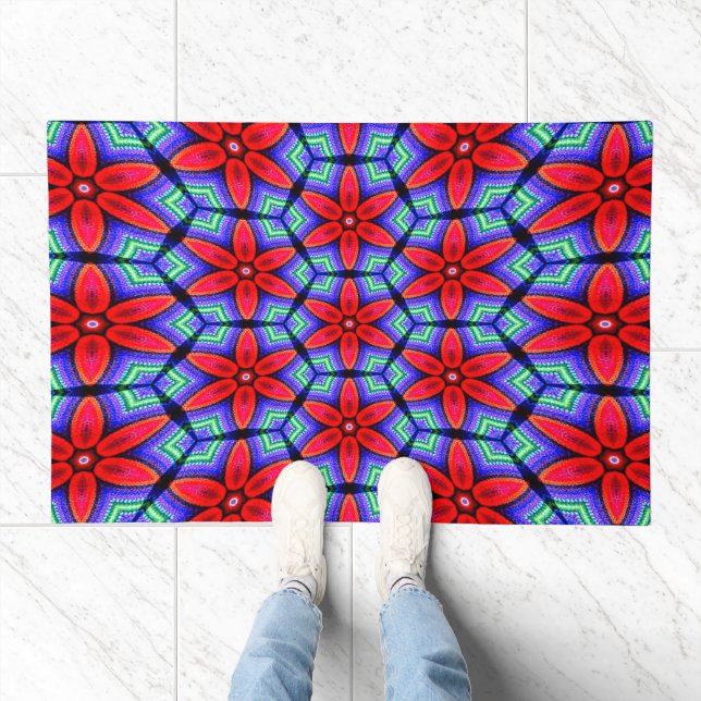 Red Fabrics Flowers Pattern Doormat (Indoor)