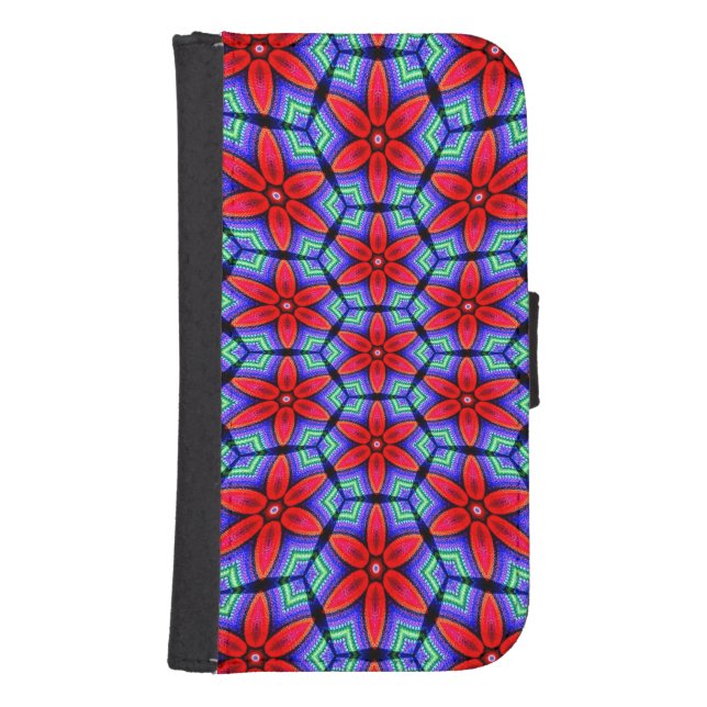 Red Fabrics Flowers Pattern Samsung Galaxy Wallet Case (Front)