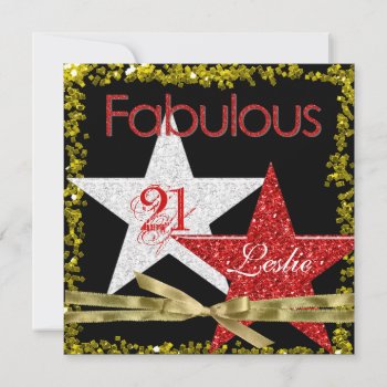Red Fabulous 21 Birthday Invitation by PersonalCustom at Zazzle