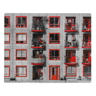 Red Facade Zuidoost Balcony Building Photography Jigsaw Puzzle