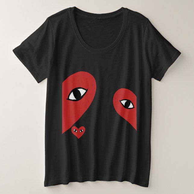 Red Face Love Heart Eyes Plus Size T-Shirt (Design Front)