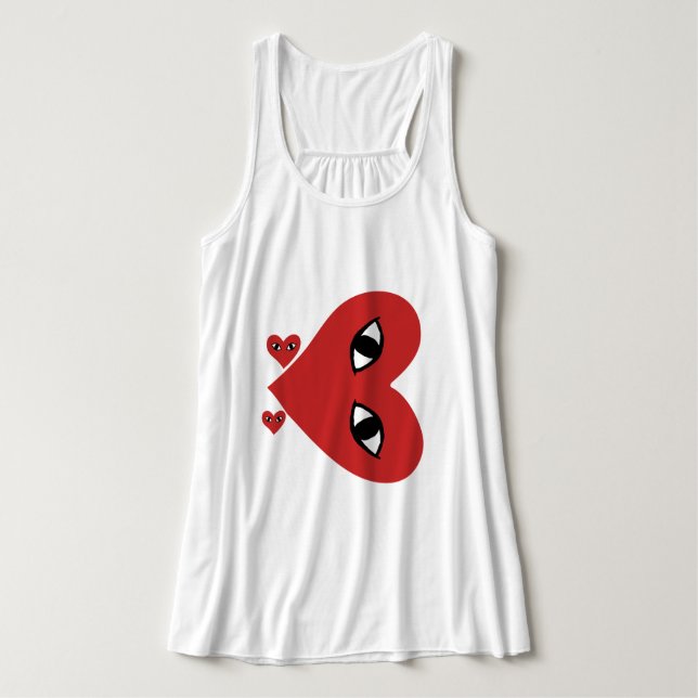 Red Face Love Heart Eyes Tank Top (Design Front)