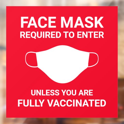 Red Face Mask Required Sign Square Window Cling