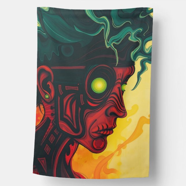 Red Faced Profile House Flag (Front)