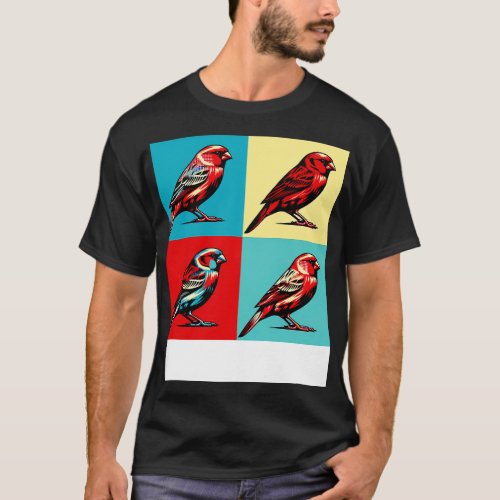 Red Factor Canary Art Cool Birds T_Shirt
