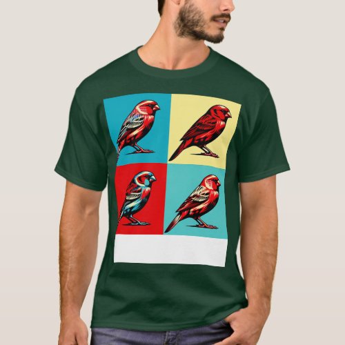 Red Factor Canary Art Cool Birds T_Shirt