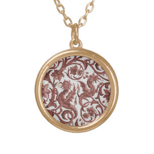 Red Faerie Dragons Gold Plated Necklace