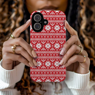 Red Fair Isle Christmas Sweater Pattern iPhone 16 Case