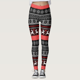 Christmas Reindeer Fair Isle Soft Lounge Fleece Lined Leggings Pants -  SimplyCuteTees