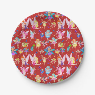 Red Fairies Gifts Paper Plates