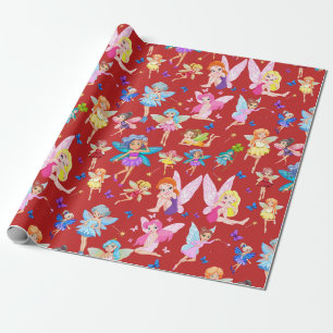 Red Fairies Gifts Wrapping Paper