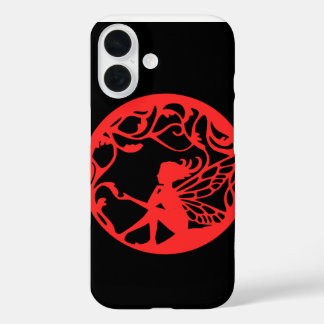 Red Fairy Black Background  iPhone 16 Case