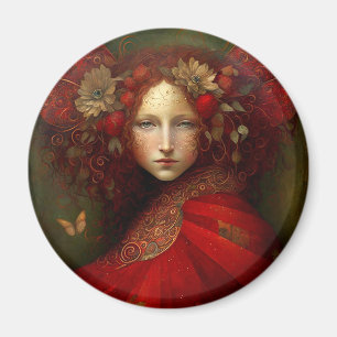 Red Fairy Fantasy Art Magnet