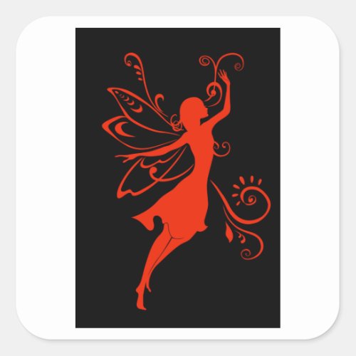 Red Fairy Square Sticker