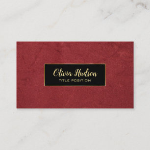 Red Fake Leather Business Card
