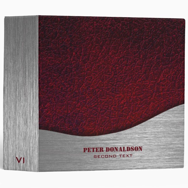 Red Fake Leather Look 3 Ring Binder (Front/Spine)