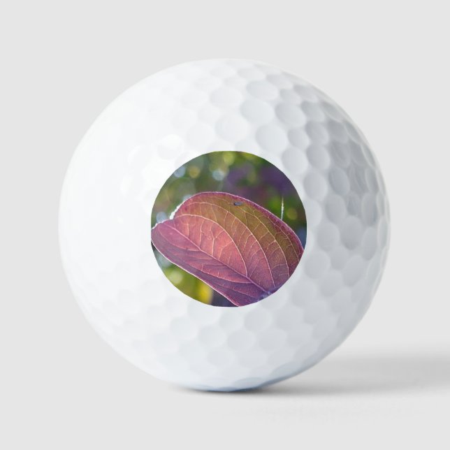 Red Fall Leaf And Bokeh Golf Balls (Front)