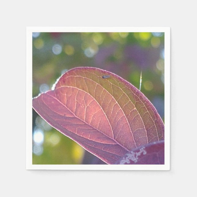 Red Fall Leaf And Bokeh Napkins (Front)