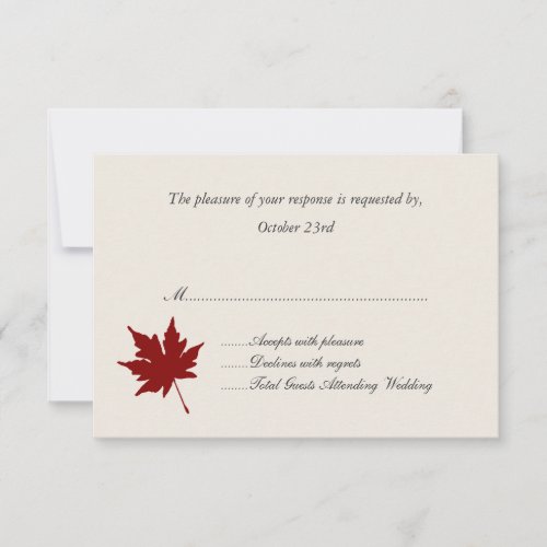Red Fall Leaf Wedding Response Cards