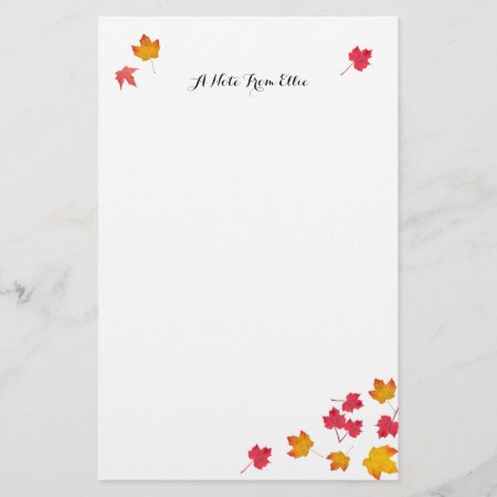 Red Fall Leaves Personal Note Paper