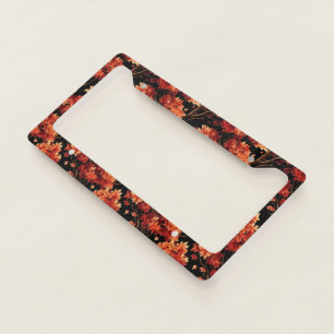 Red Fall Maple Tree Seamless Pattern Graphic License Plate Frame