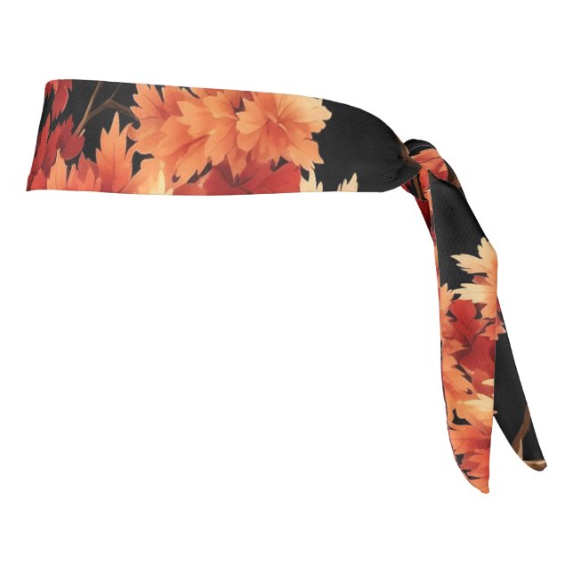 Red Fall Maple Tree Seamless Pattern Graphic Tie Headband (Rotate 90)