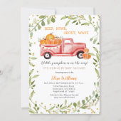 Red Fall Pumpkin Truck Drive by Baby Shower Invitation (Front)