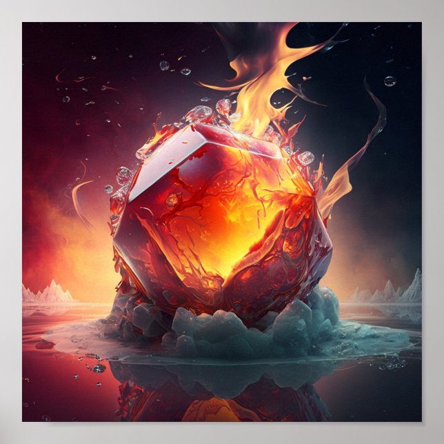 Red Falling Fireball Poster (Front)