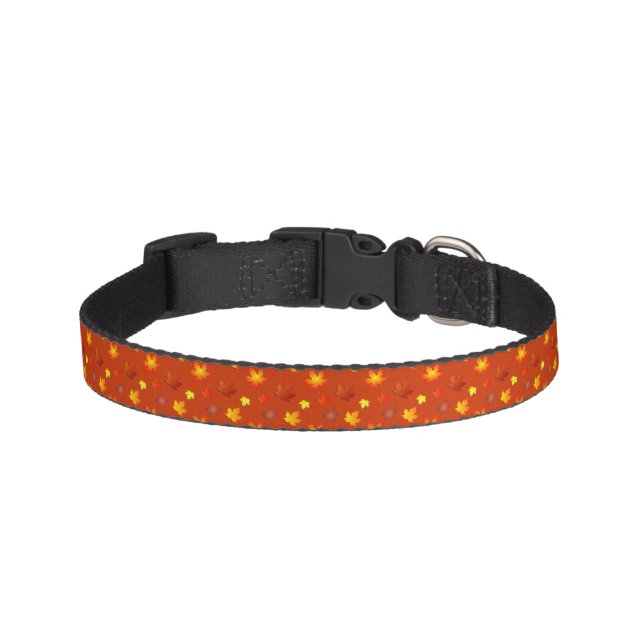Red Falling Leaves Pet Collar (Front)
