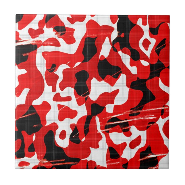 Red Fallout Camo (AOM Design) Ceramic Tile (Front)