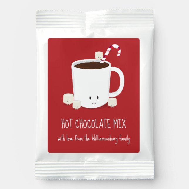 Red Family Name Hot Chocolate Christmas Hot Chocolate Drink Mix (Front)