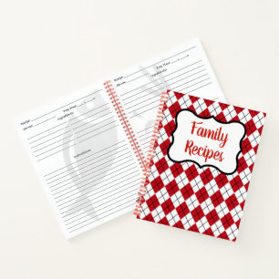 Red Family Recipe Cookbook Notebook Gift
