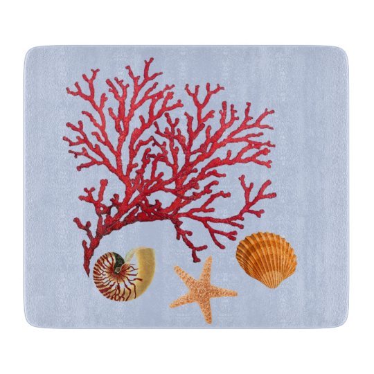 Red fan coral glass cutting board