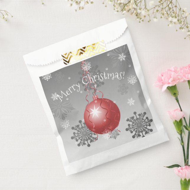 Red Fancy Christmas Ornament Favor Bags (Sealed)