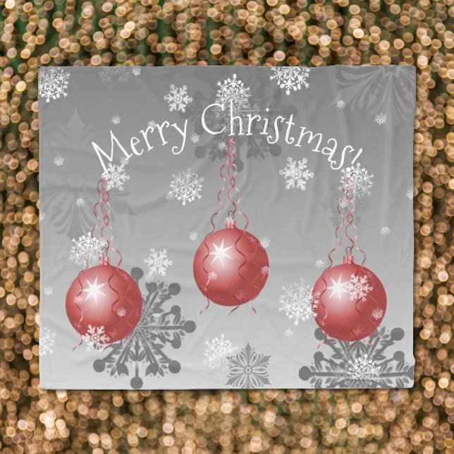 Red Fancy Christmas Ornament Fleece Blanket (Red Fancy Christmas Ornament Fleece Blanket)