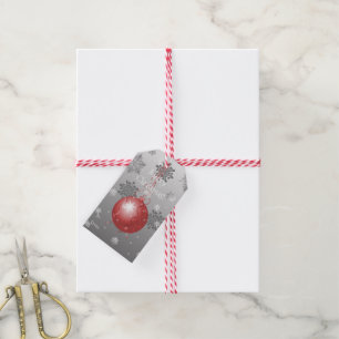 Red Fancy Christmas Ornament Gift Tag