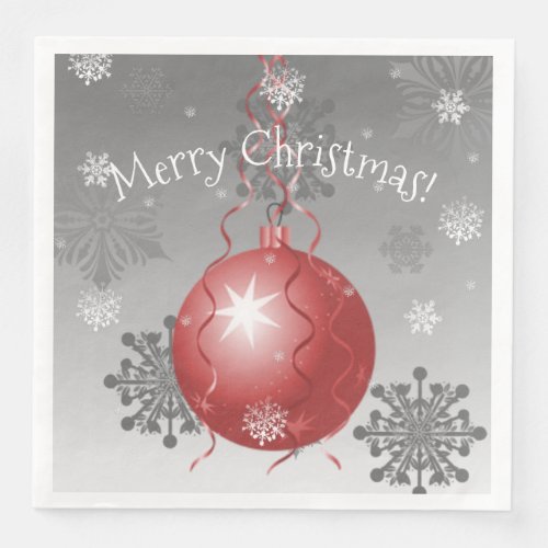 Red Fancy Christmas Ornament Paper Napkin