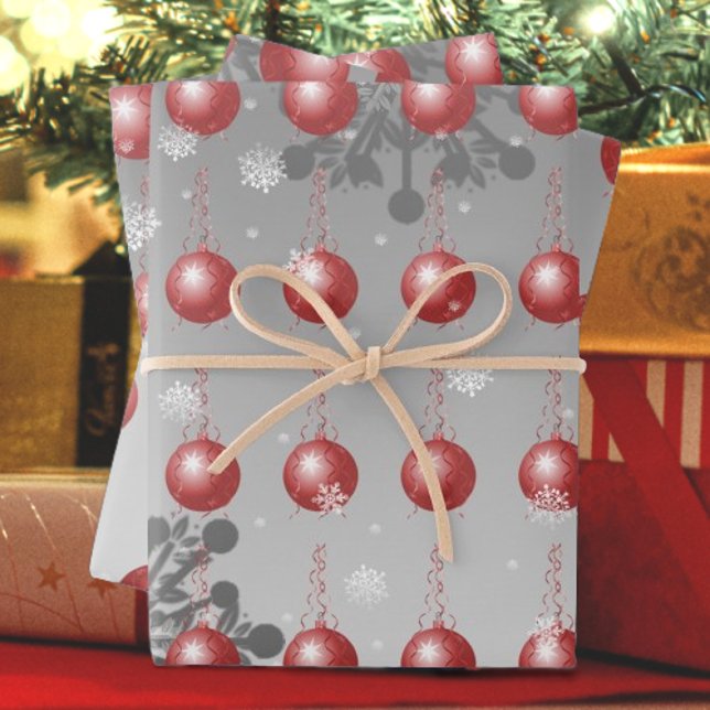 Red Fancy Christmas Ornament Wrapping Paper (Red Fancy Ornament Wrapping Paper)