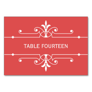 Red Fancy Ornamental Wedding Table Card