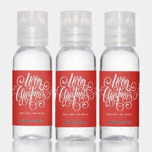 Red Fancy Script "Merry Christmas" Hand Sanitizer
